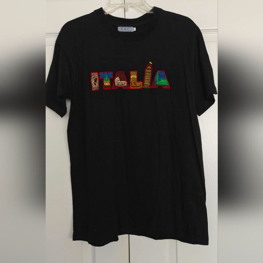 Black Italia Graphic T-Shirt, Size L